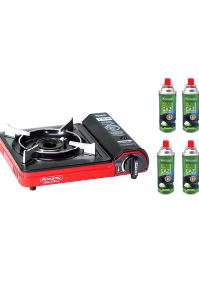 Orcamp Tekli Portatif Kamp Ocak Gaz Stop Emniyetli 4 Adet 227 Kartuş Garantili