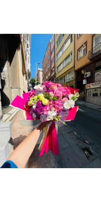 Karışık mor pembe buket