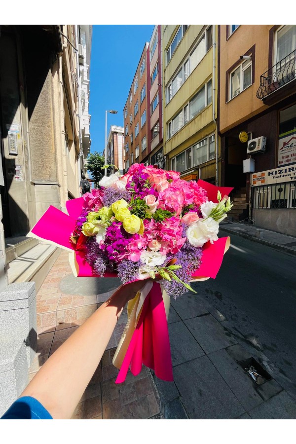 Karışık mor pembe buket Karışık mor pembe buket