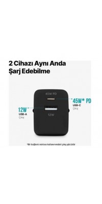 Ttec Smartcharger Duo Pd 45W Seyahat Hızlı Şarj Aleti Usb-C+Usb-A