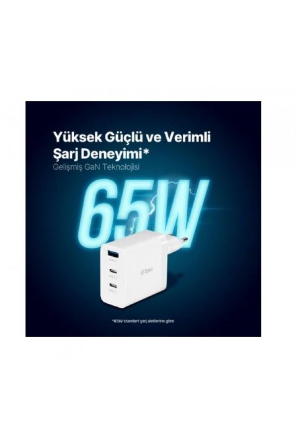 Ttec Süper Hızlı Gan 65W 2x Pd Type C ve 1x USB Girişli Şarj Fiyatı